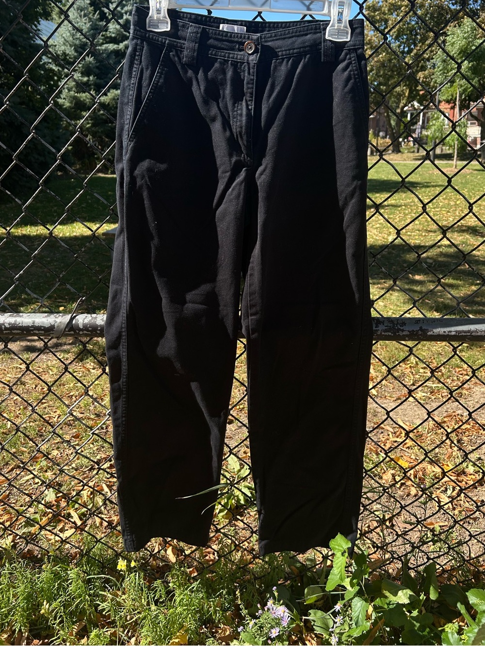 100% Cotton Sunday Best by Aritzia Black High Waisted Straight Trousers Size 2